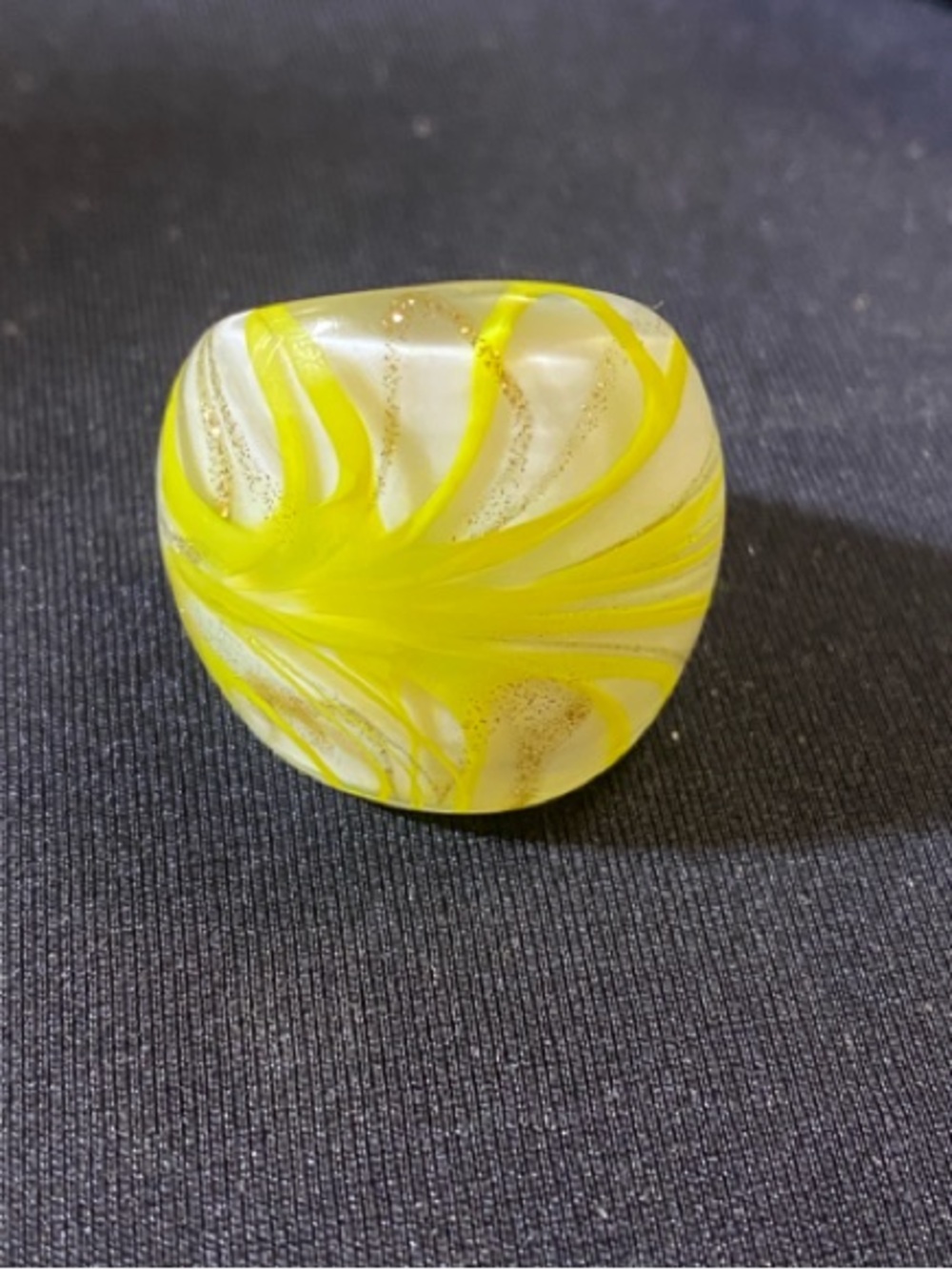 Yellow Swirl Glass Statement Ring - Women Jewelry size 7.5